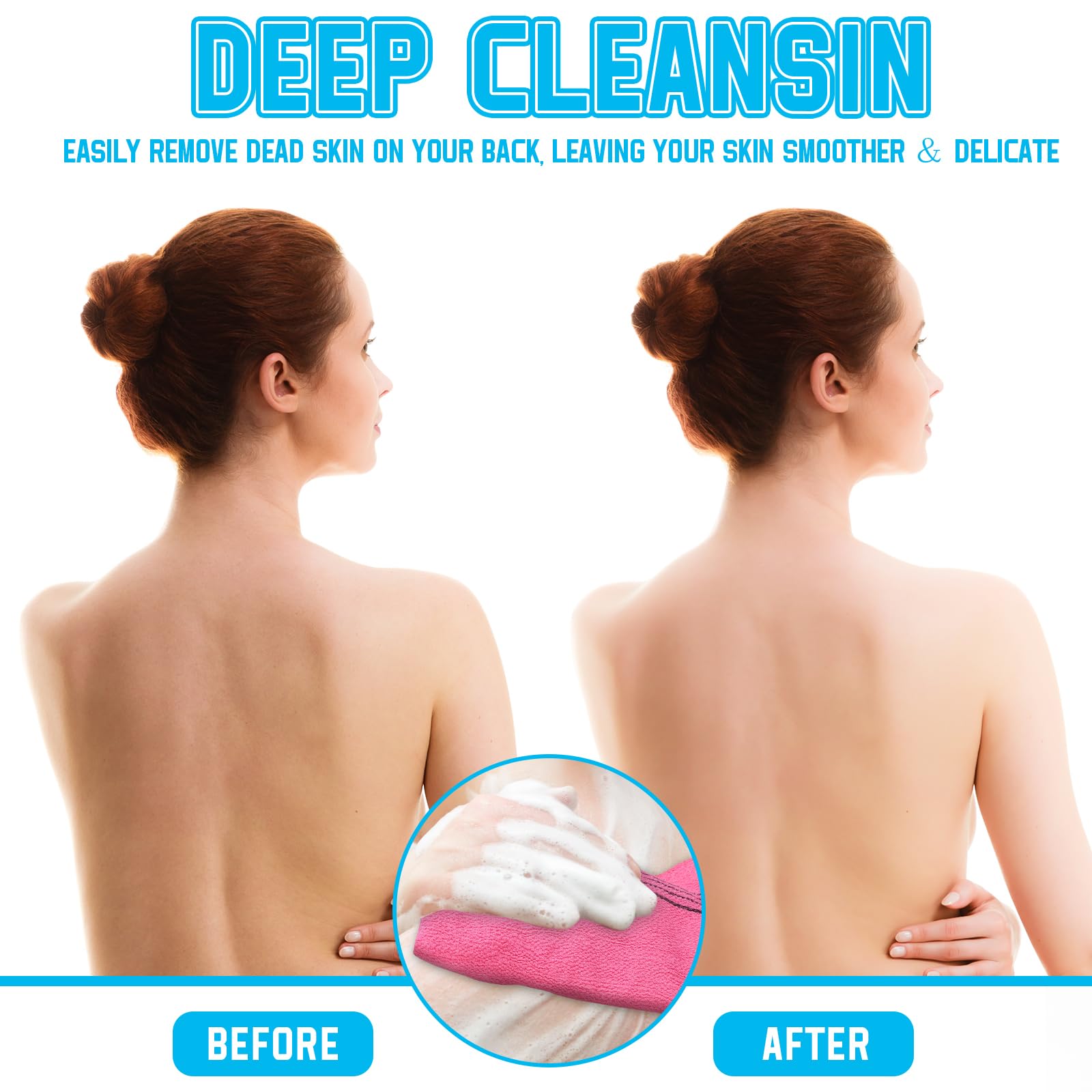 Tatuo pink exfoliating cloth offering gentle exfoliation for arms and legs