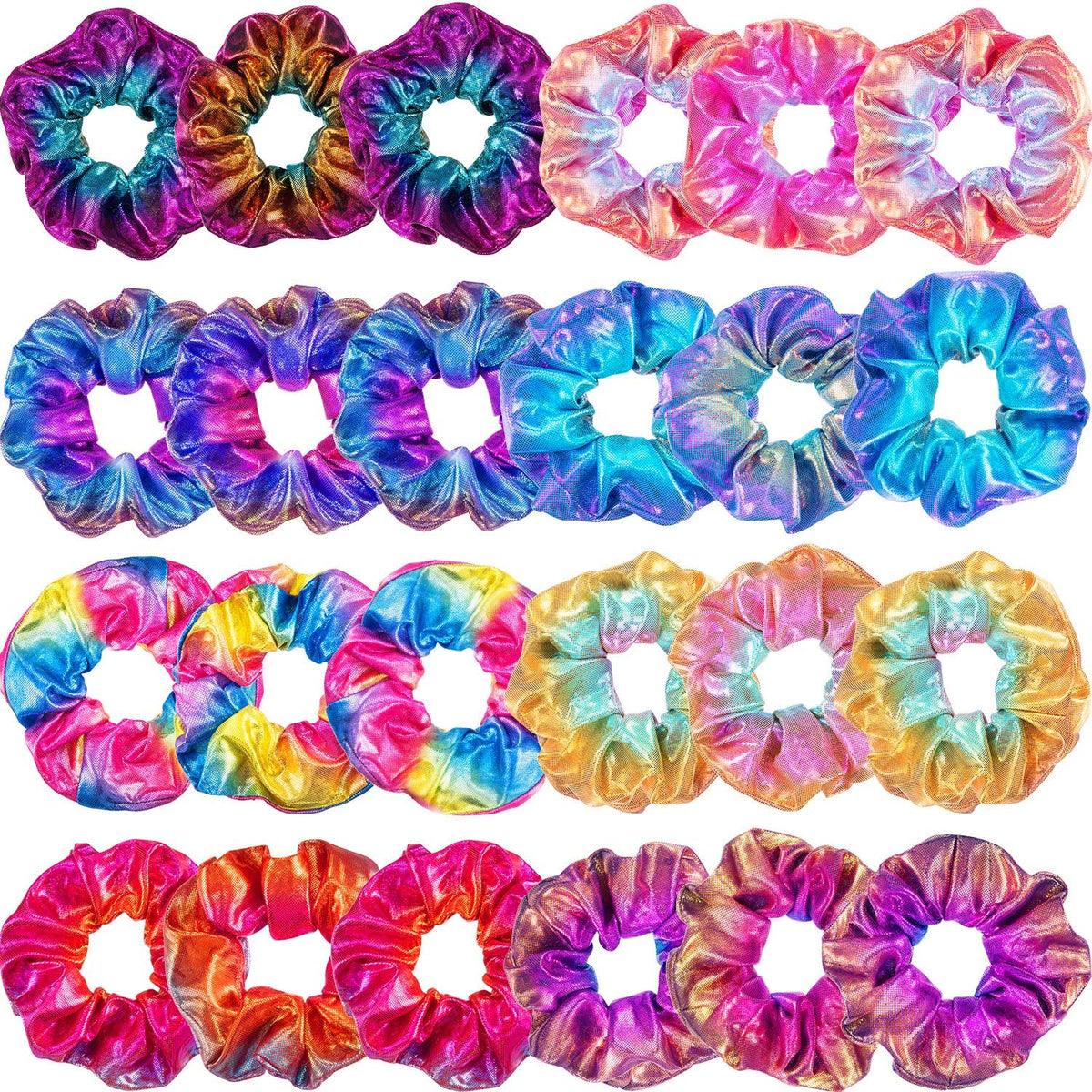 Gomas de pelo arcoíris de Tatuo brillantes, cómodas para peinados durante todo el día.