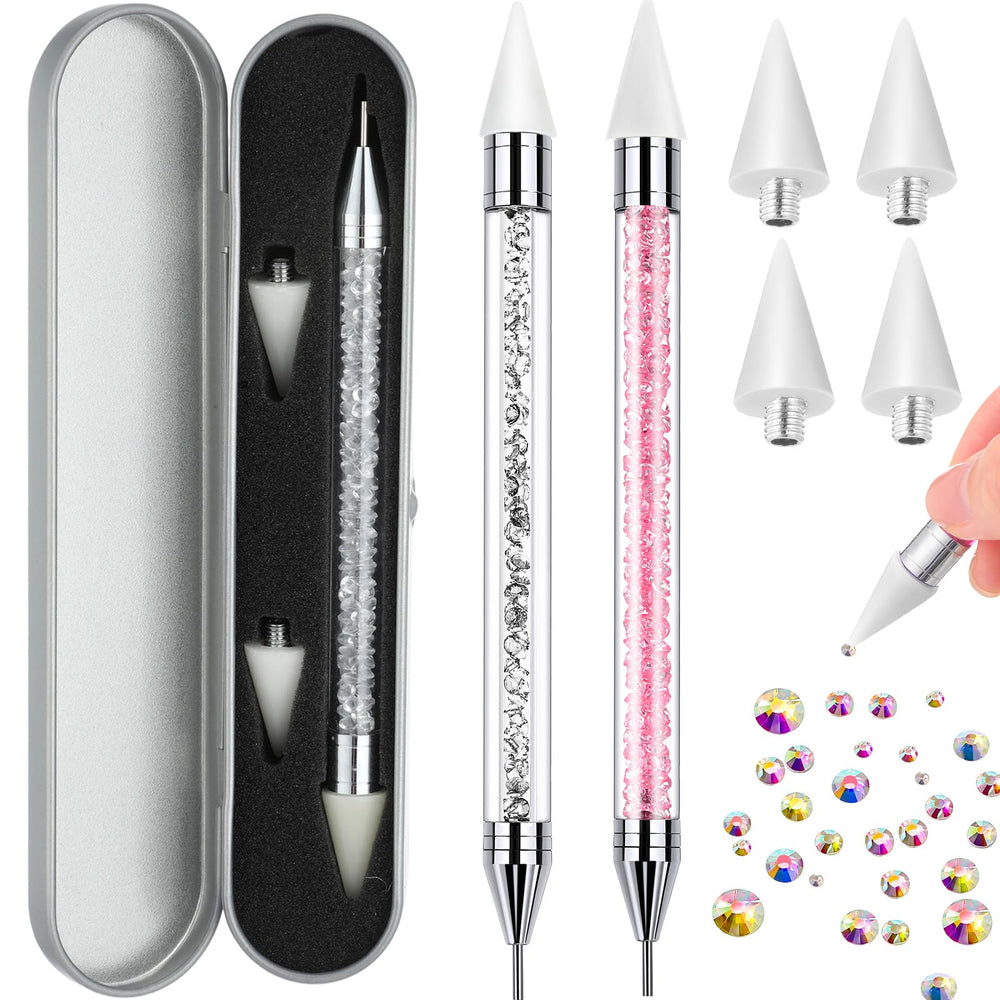 Tatuo rhinestone picker dotting pen in pink and white for precise rhinestone placement.