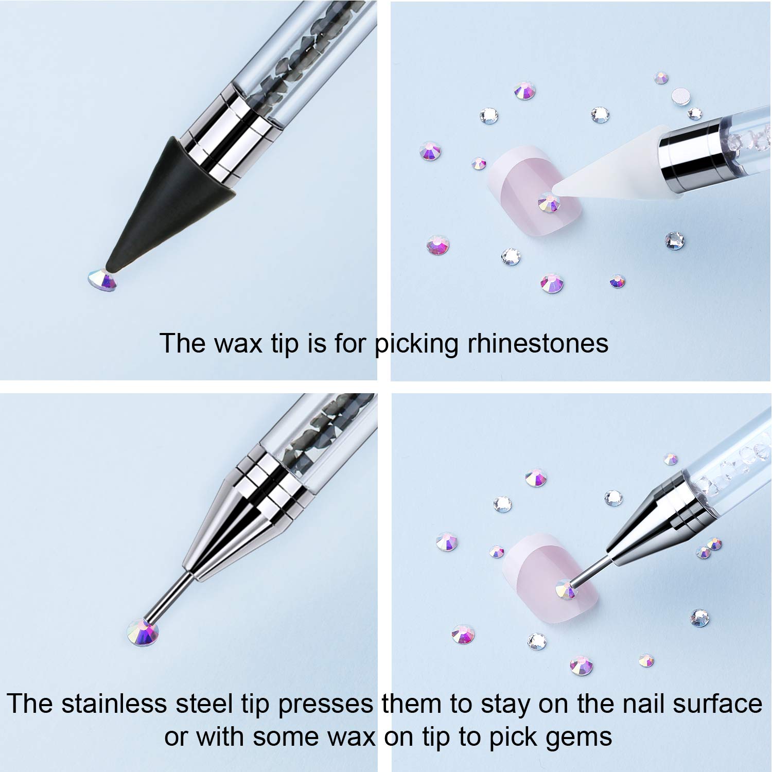Tatuo Stainless steel tip helps press gems onto natural or artificial nails.