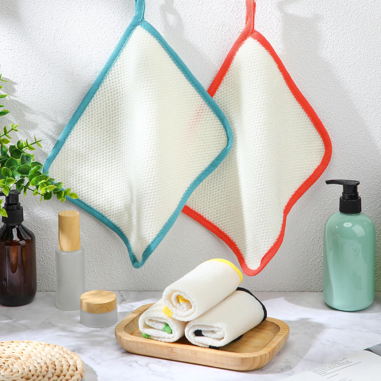 Toallas exfoliantes Tatuo, ideales para viaje, caben en la bolsa.