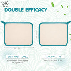Toallas exfoliantes Tatuo, textura dual, ideal para exfoliar y calmar la piel.