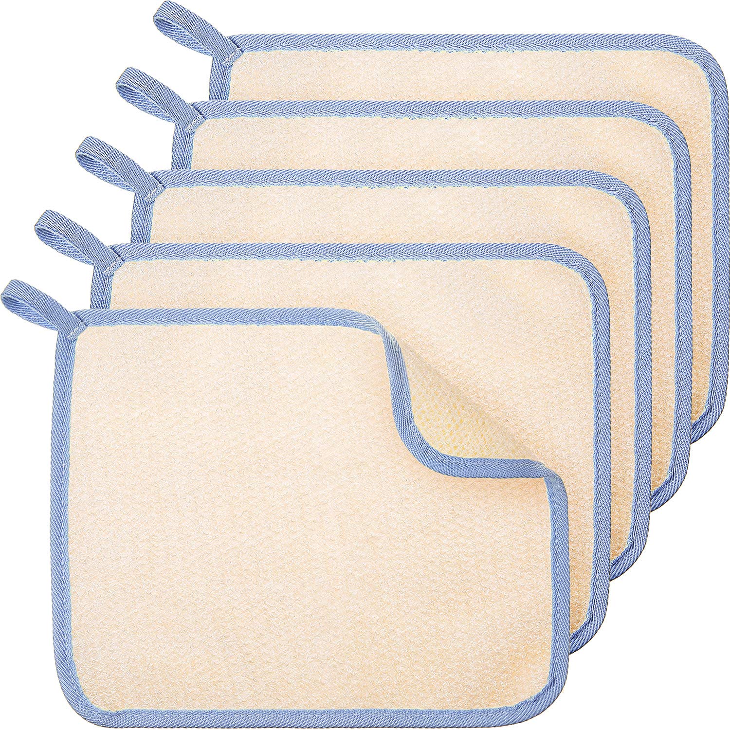 Toallitas exfoliantes Tatuo para cara y cuerpo con borde azul, uso diario