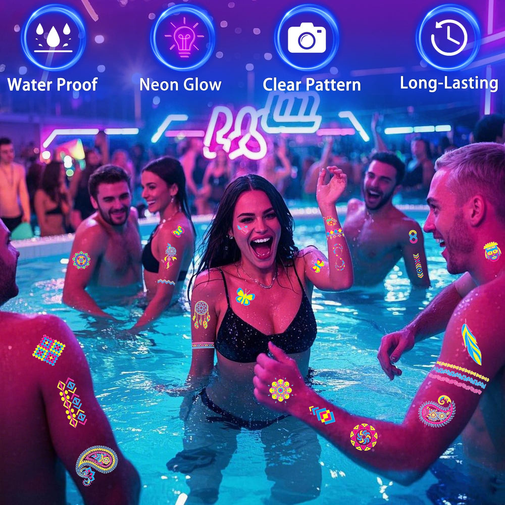 TATUWST glow party favors for wrists, arms, and neck at neon events