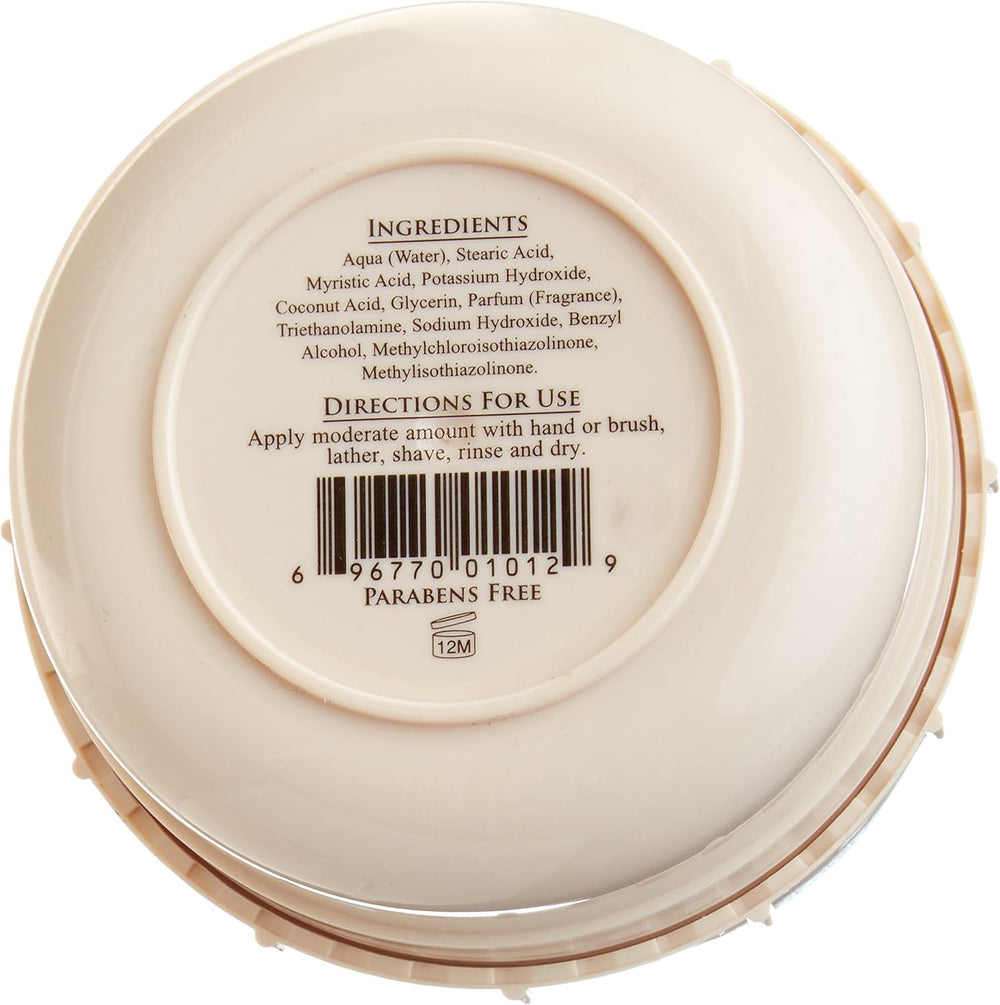 Taylor of Old Bond Street Cedarwood shaving cream bottle shows premium cedar aroma for a luxurious routine.
