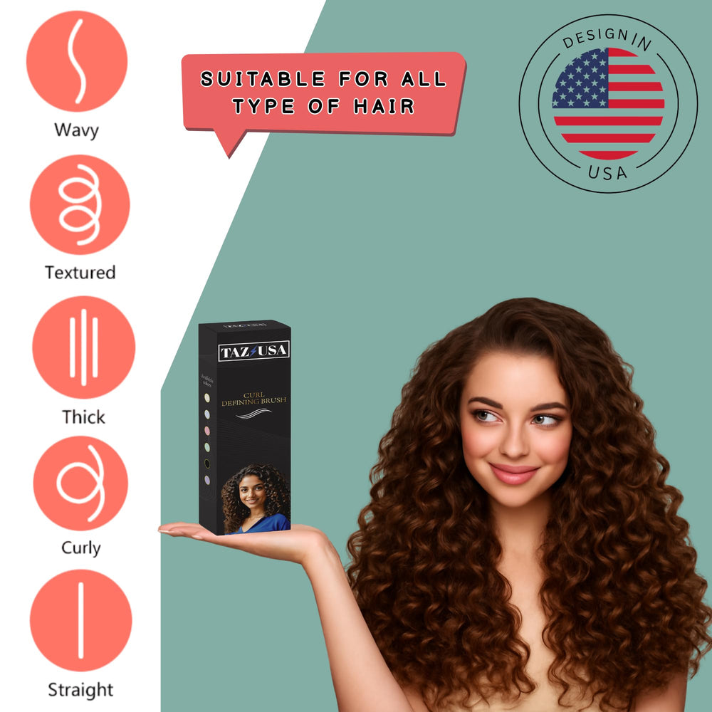 TAZ USA 100% natural boar bristles flex with curls for gentle, damage-free styling.