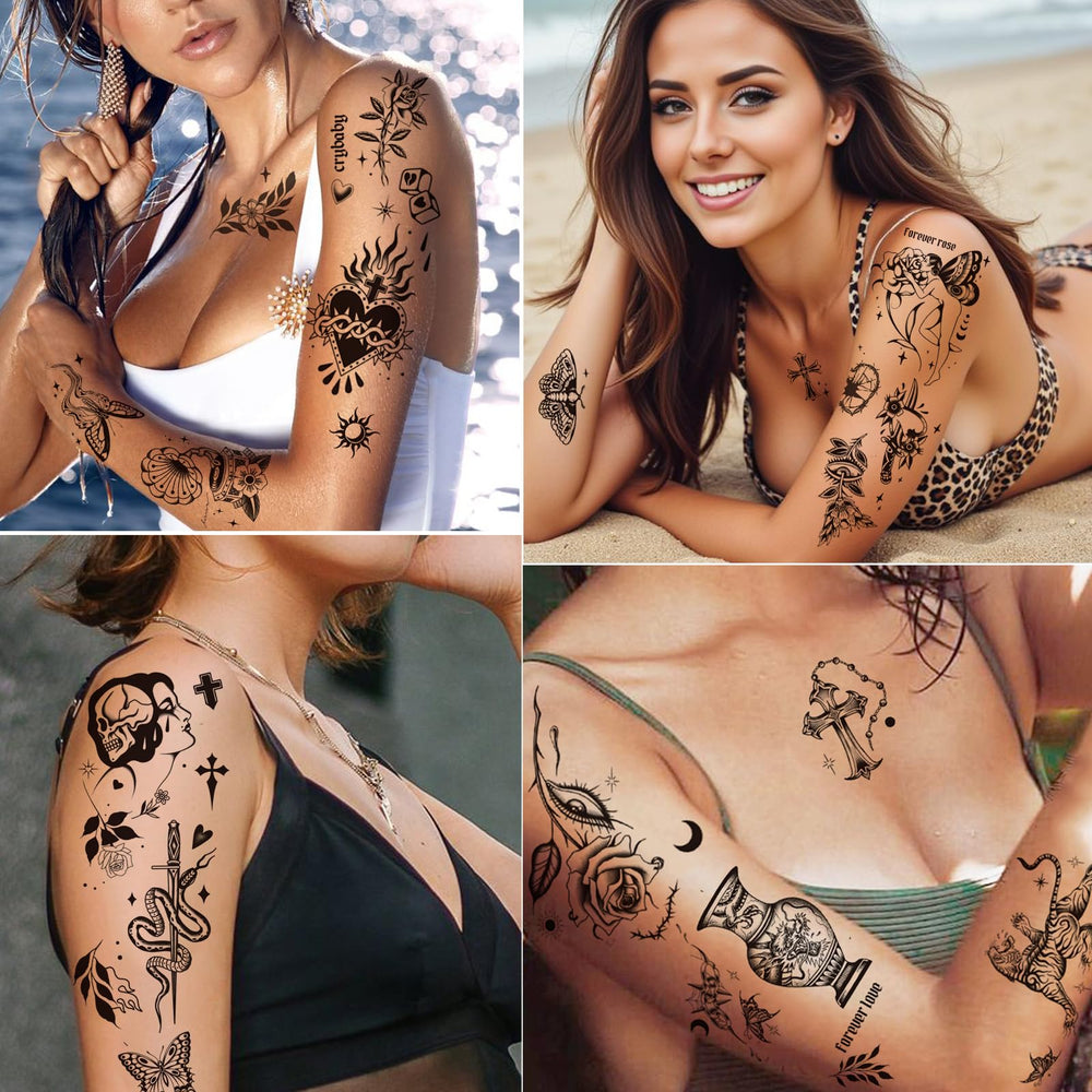 Tazimi conjunto de 12 láminas de tatuajes para combinar.
