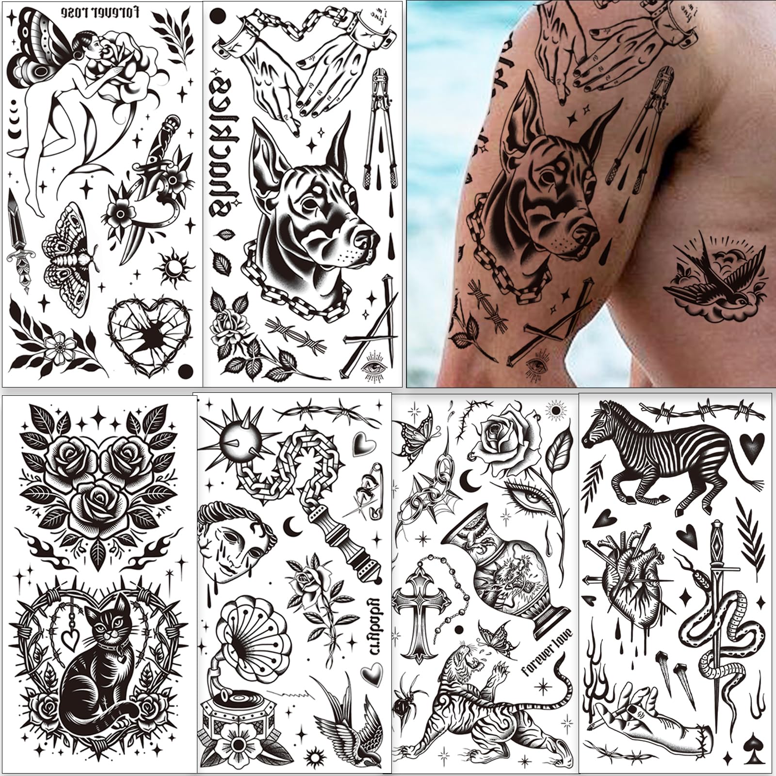 Tazimi diseños clásicos americanos en negro para el antebrazo.