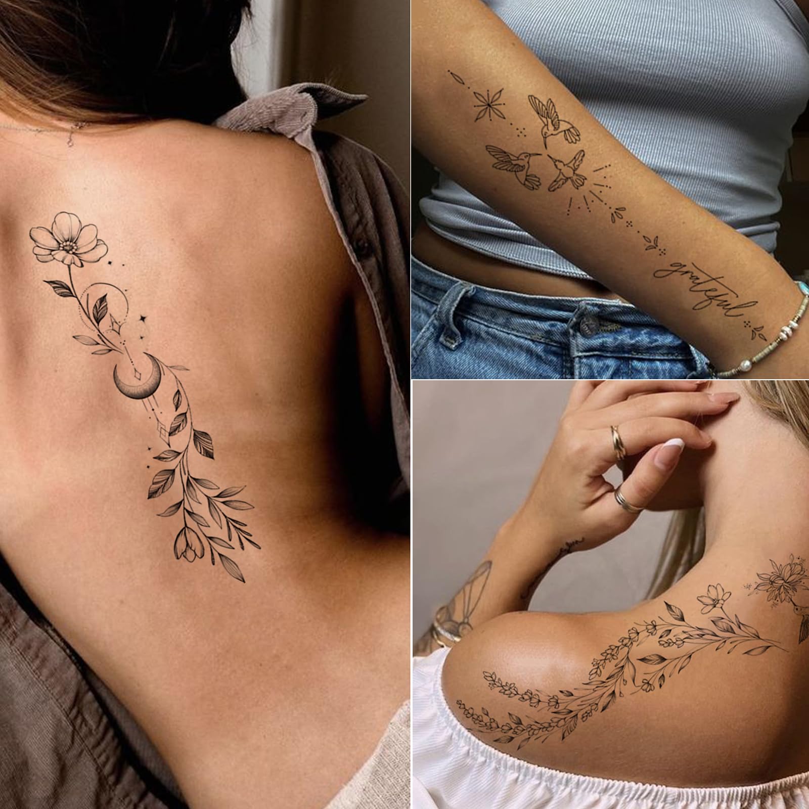 Tazimi butterfly rose tattoo design adds subtle contrast for shoulders.