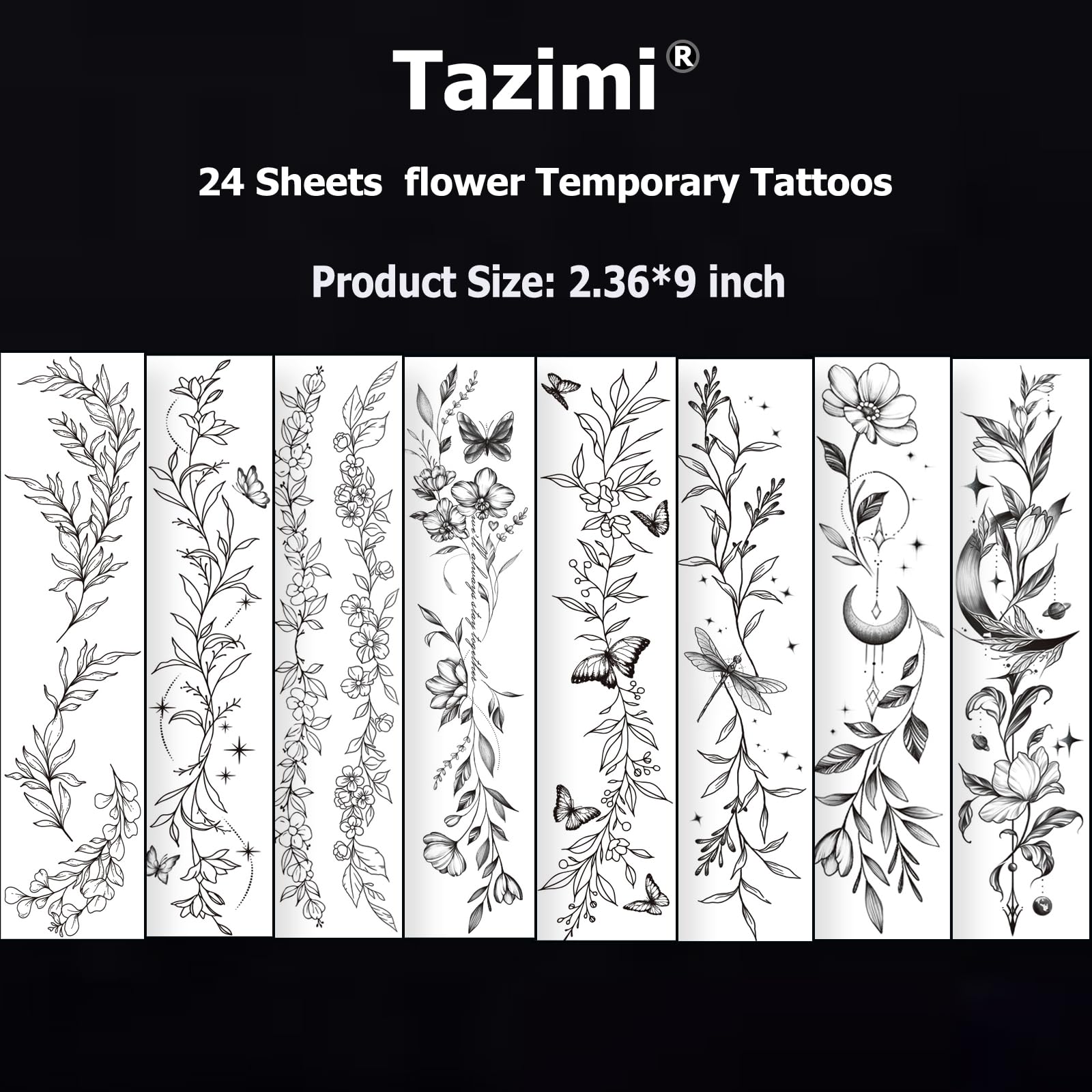 Tazimi collarbone back motifs create chic body art looks.