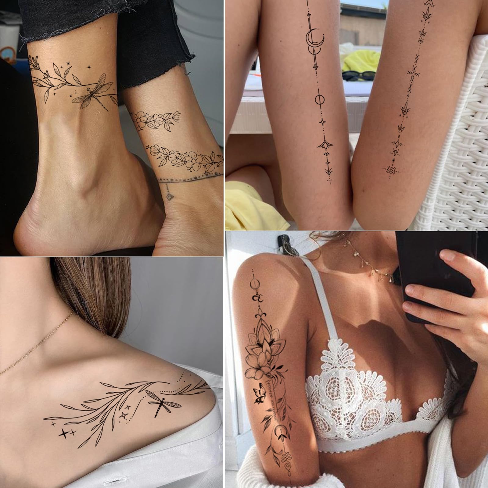 Tazimi sketch flower arm tattoo for easy daily fashion.