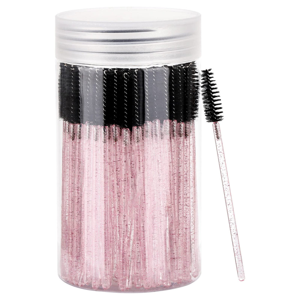 Tbestmax 100pcs disposable mascara wands with reusable container for easy storage and travel.