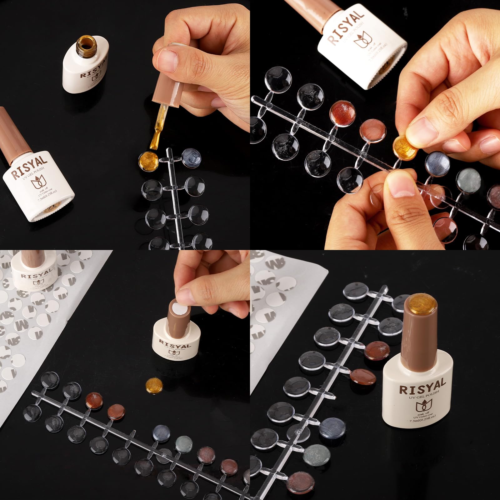 Tbestmax adhesive stickers double-sided keep swatches secure on bottle caps.