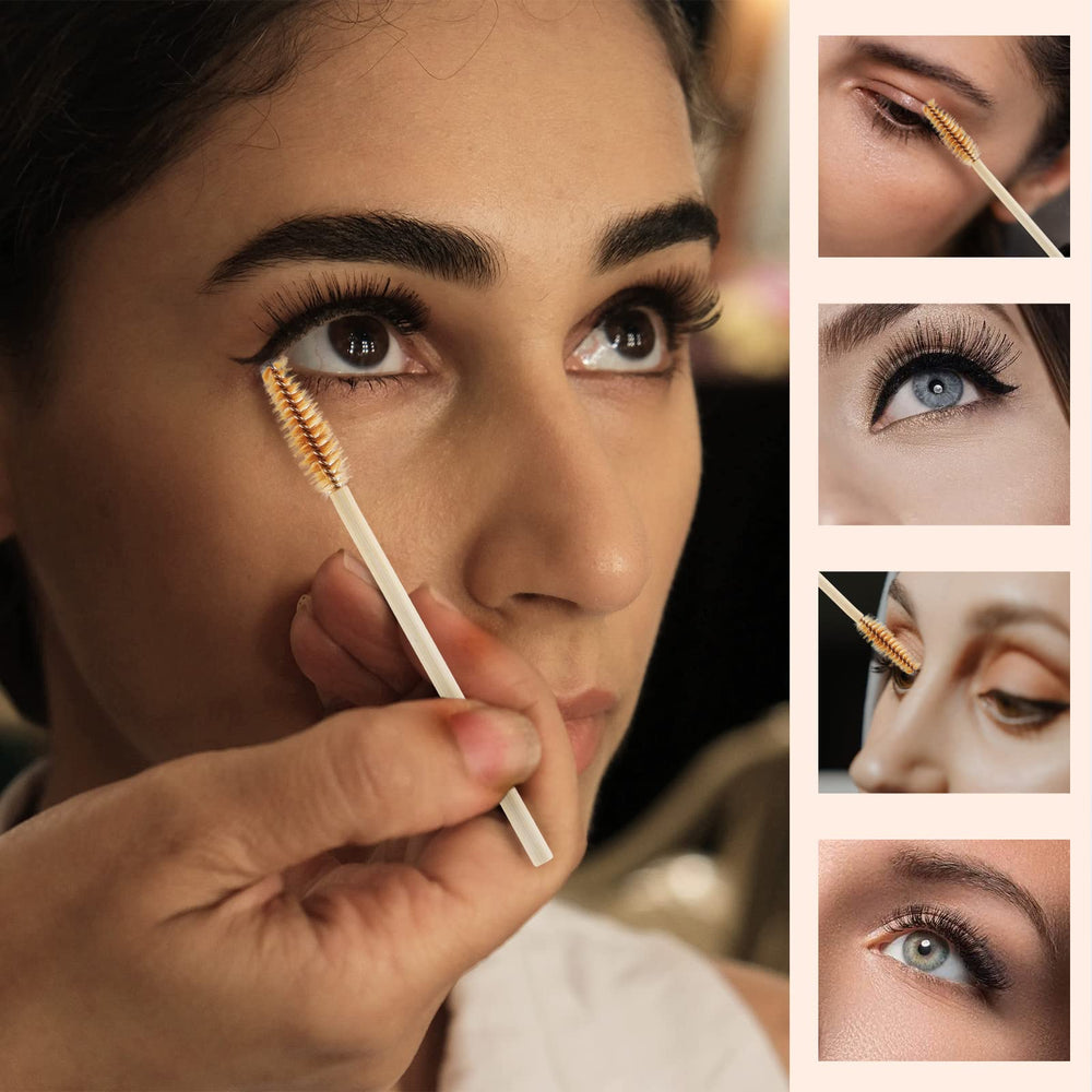 Tbestmax brown disposable spoolies for hygienic lash grooming