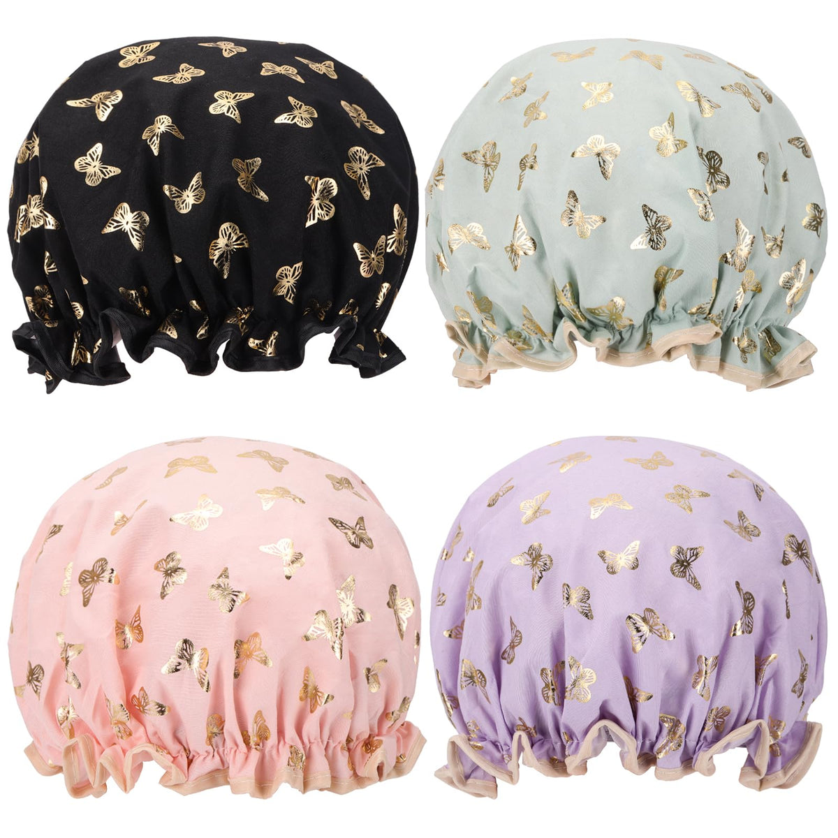 Tbestmax butterfly pattern shower cap keeps hair dry during baths