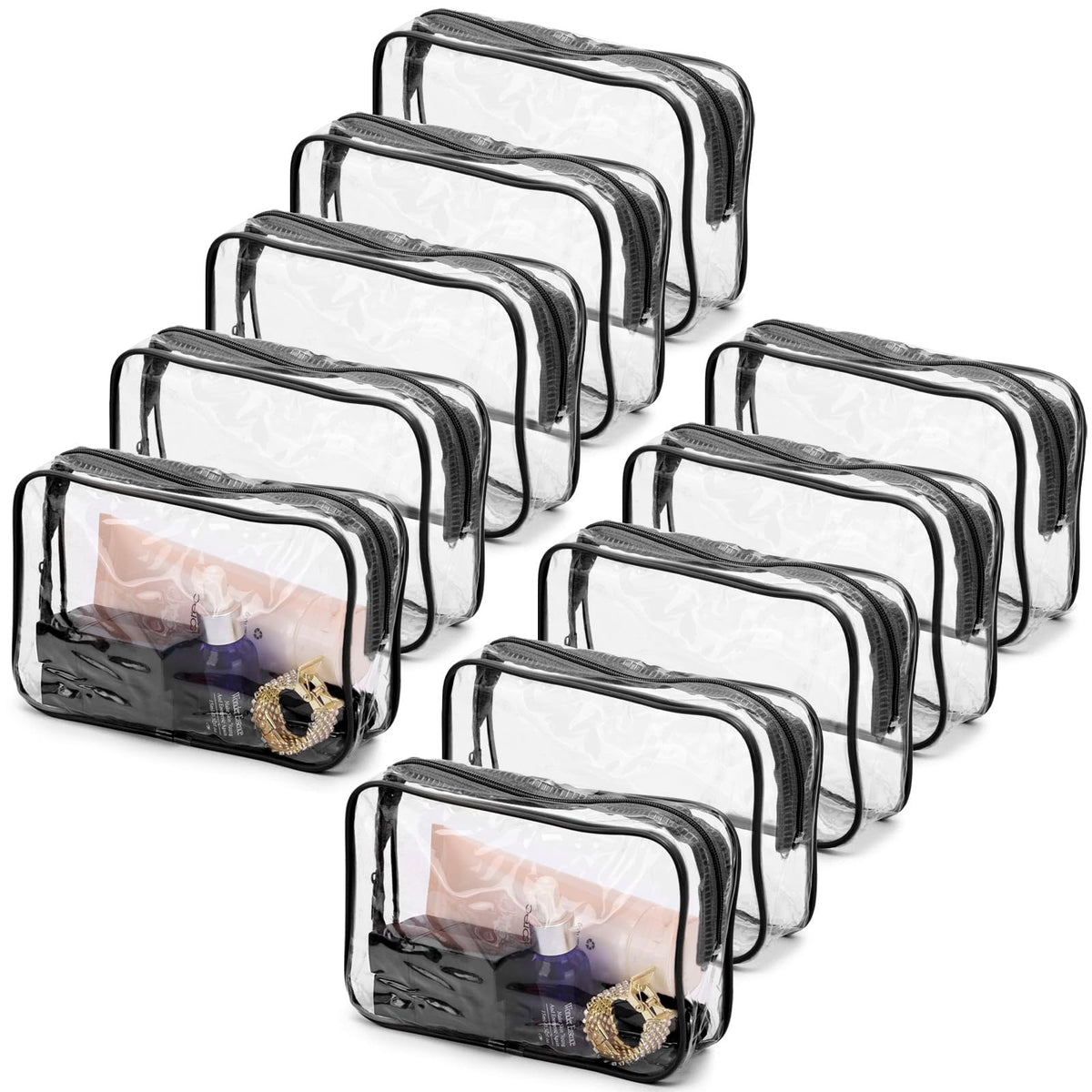 Tbestmax clear cosmetic bags pack for easy item visibility and quick access