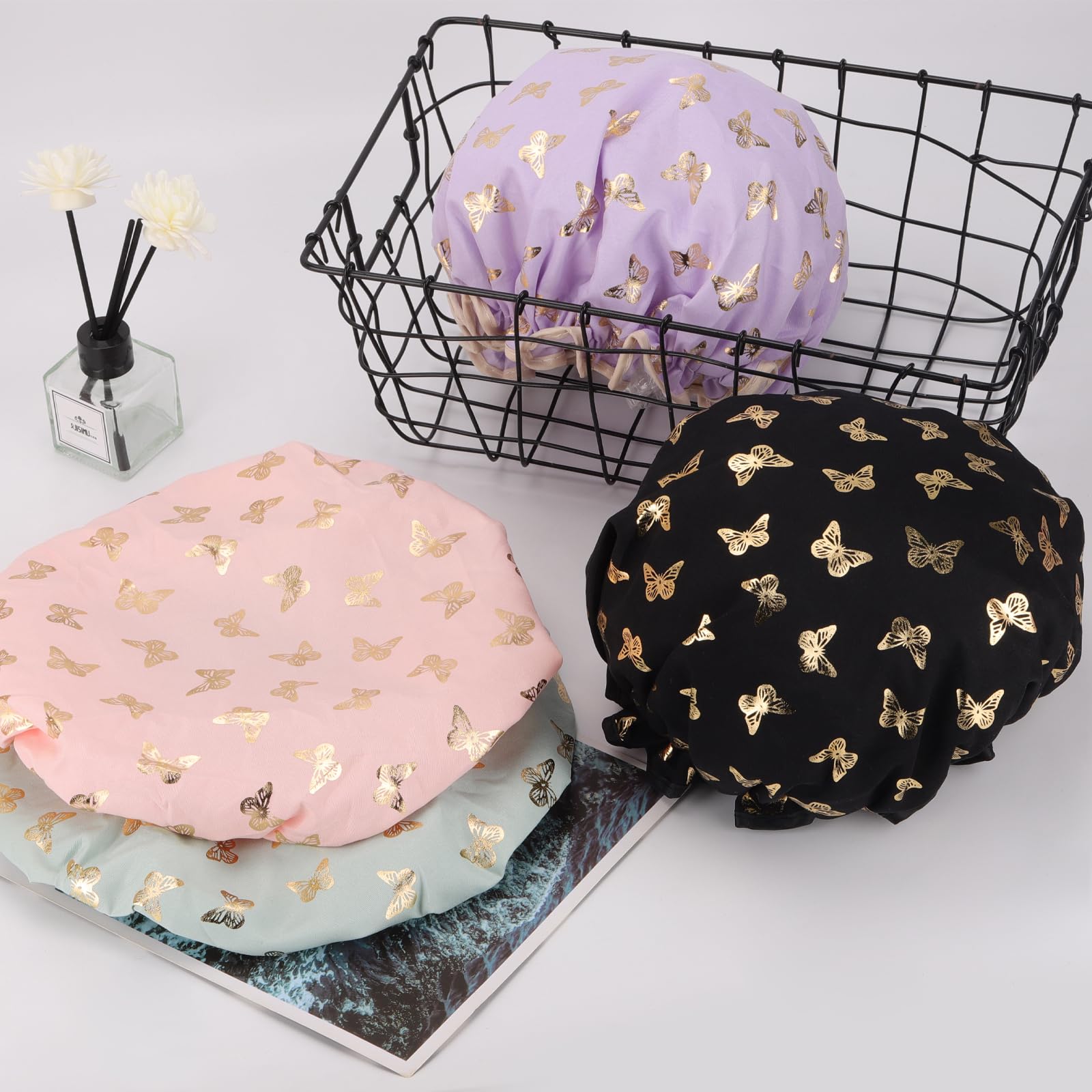 Tbestmax shower cap fits kids and adults with elastic edge
