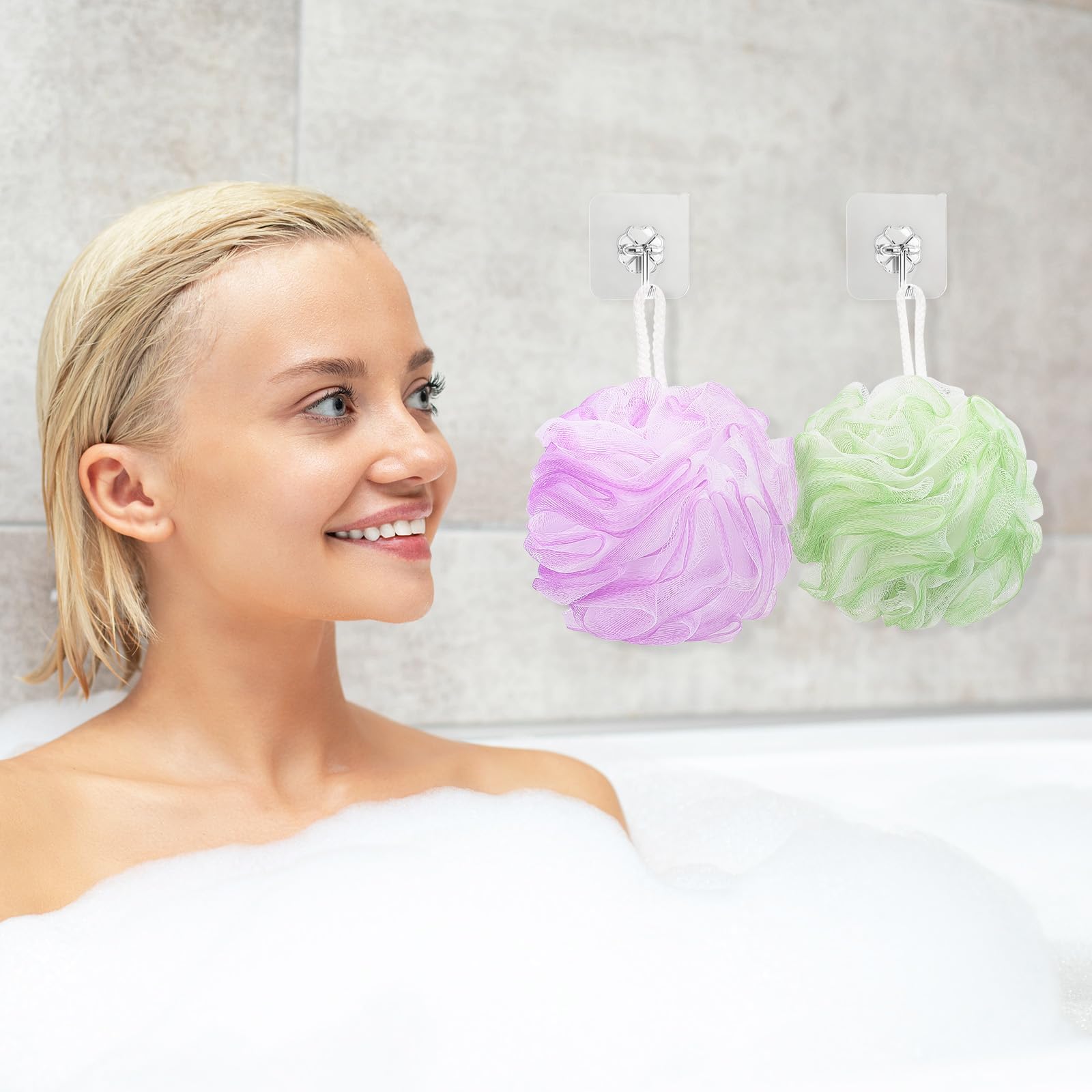 Tbestmax loofah sponge four colors-pack adds variety and quick color coding.