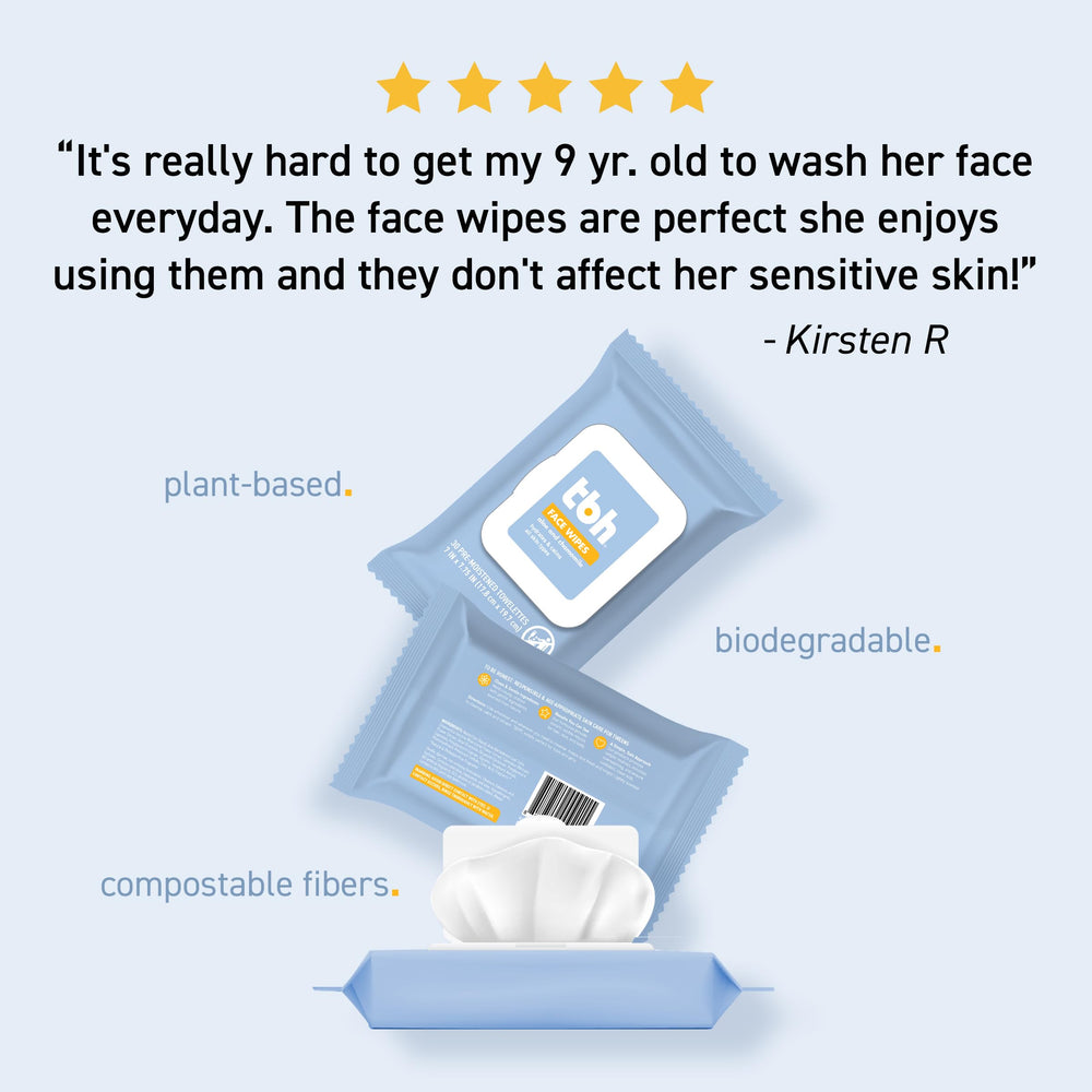 TBH Kids Gentle Face Wipes brand logo — trusted daily skin care for tweens.