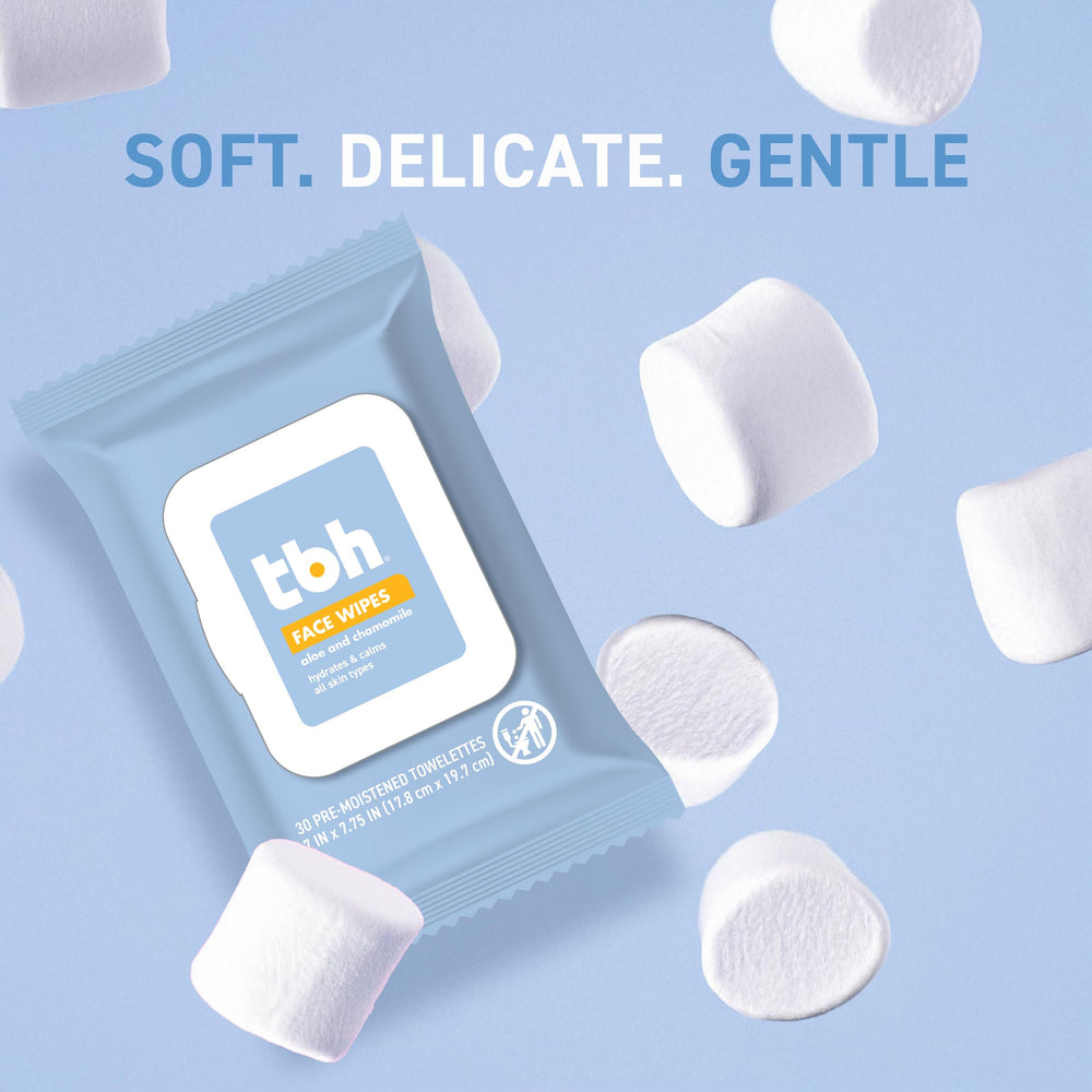 TBH Kids Gentle Face Wipes chamomile-calendula — provides soothing hydration during wipes.