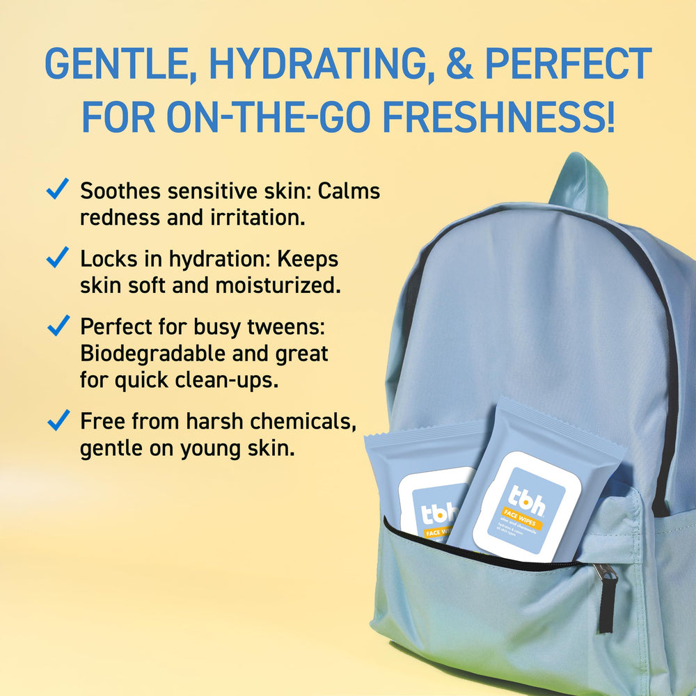 TBH Kids Gentle Face Wipes daily-use image — refreshing cleanse for busy mornings.