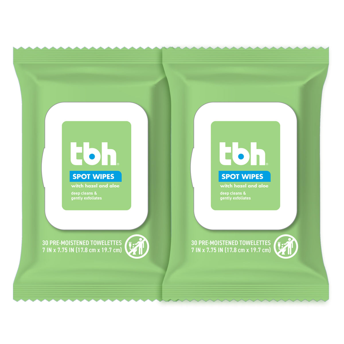 TBH Kids Spot Face Wipes caja frontal, limpieza suave para piel sensible.