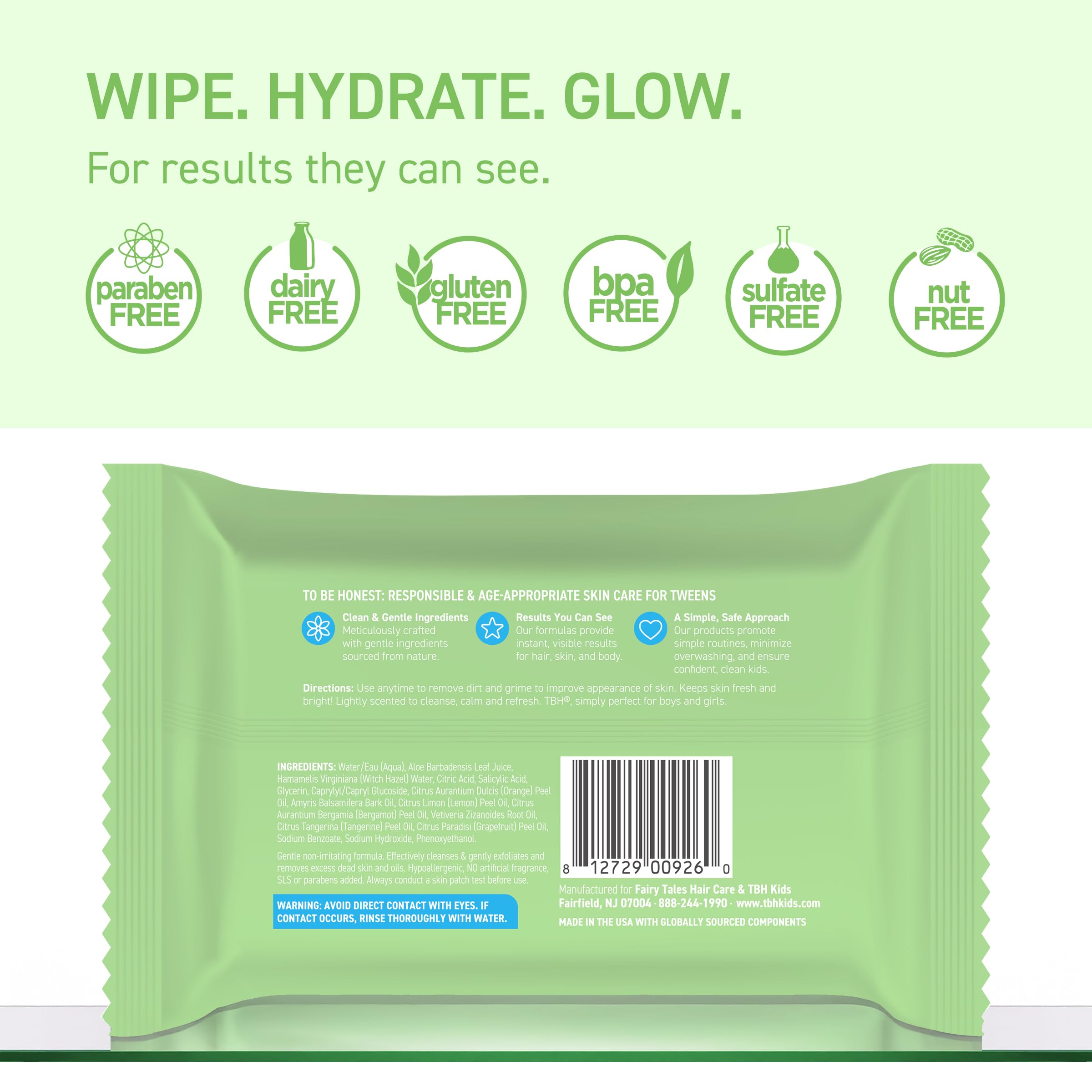 TBH Kids Spot Face Wipes textura ultra suave para limpieza suave