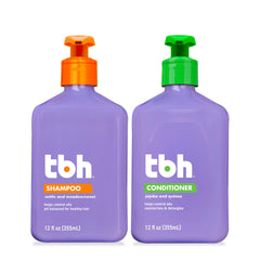 TBH Kids & Teen Shampoo bottle shows gentle cleansing for all hair types