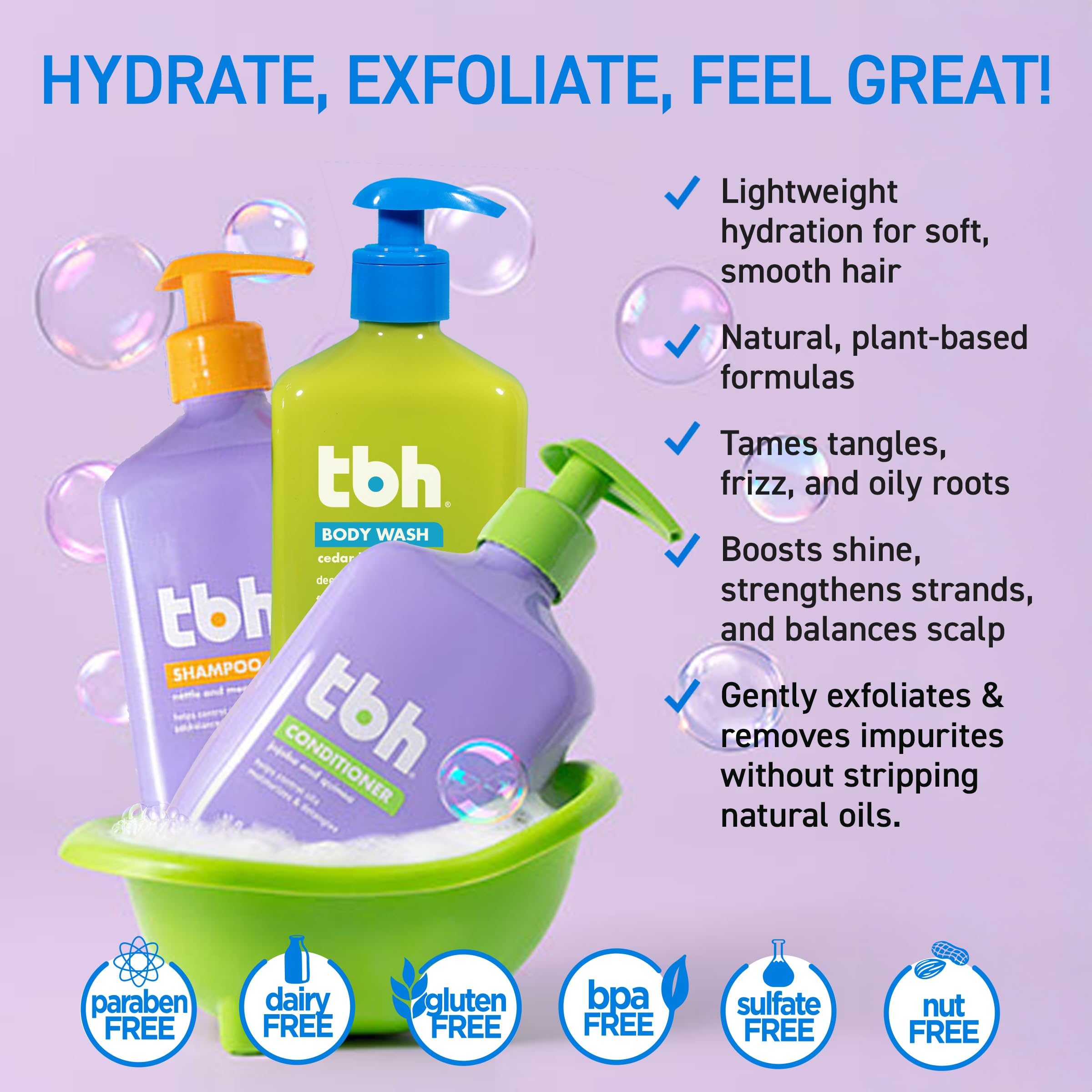 TBH Kids-Teens Body Wash Bottle offers refreshing citrus aroma.