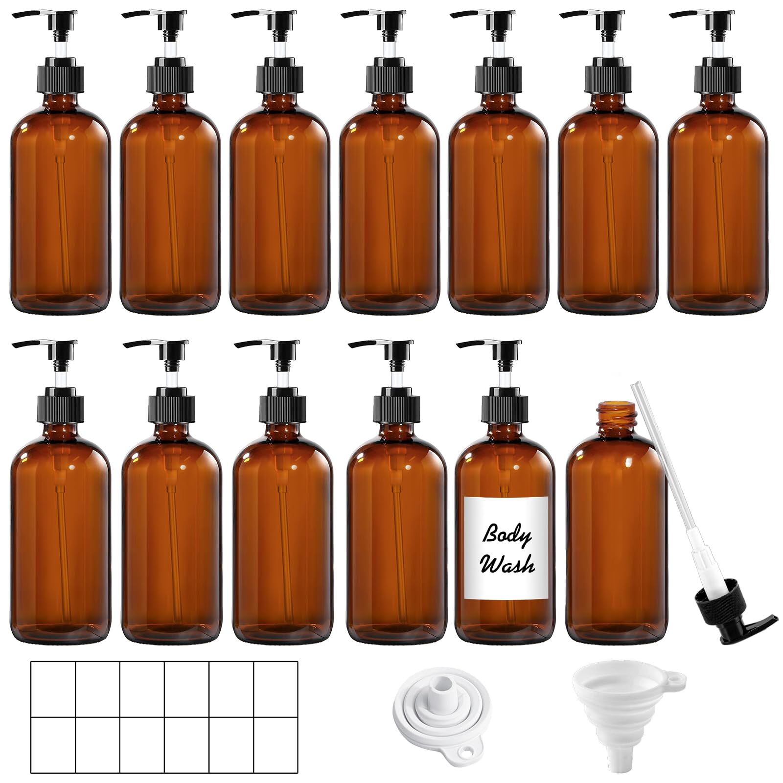 TBWIND amber glass bottle with pump 8oz for precise hand soap or lotion dispensing.
