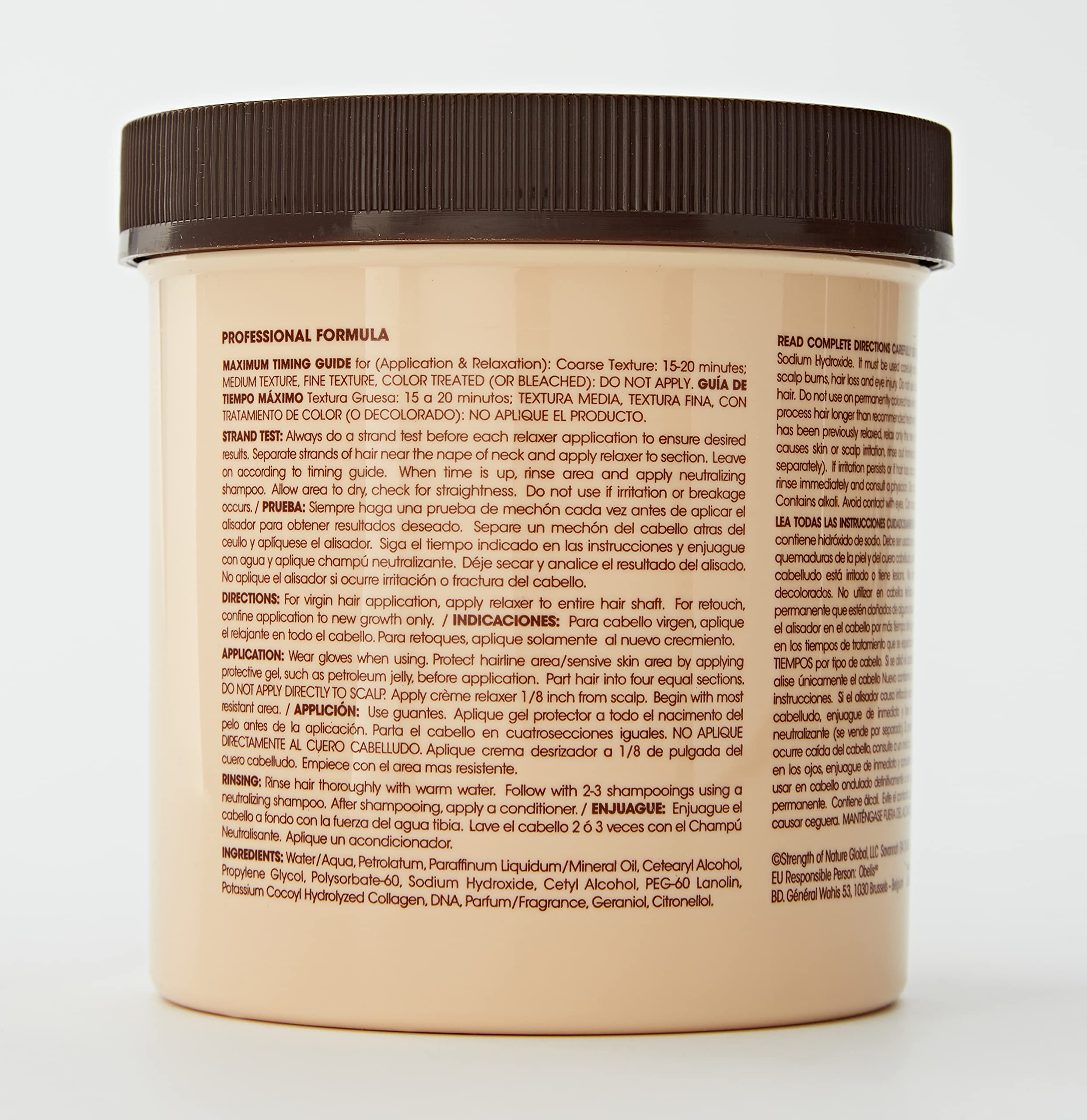 TCB No Base Creme Relaxer 15oz box on countertop showcases product size