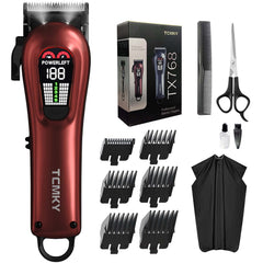 TCMKY Hair Clippers red front view highlighting ergonomic grip and style