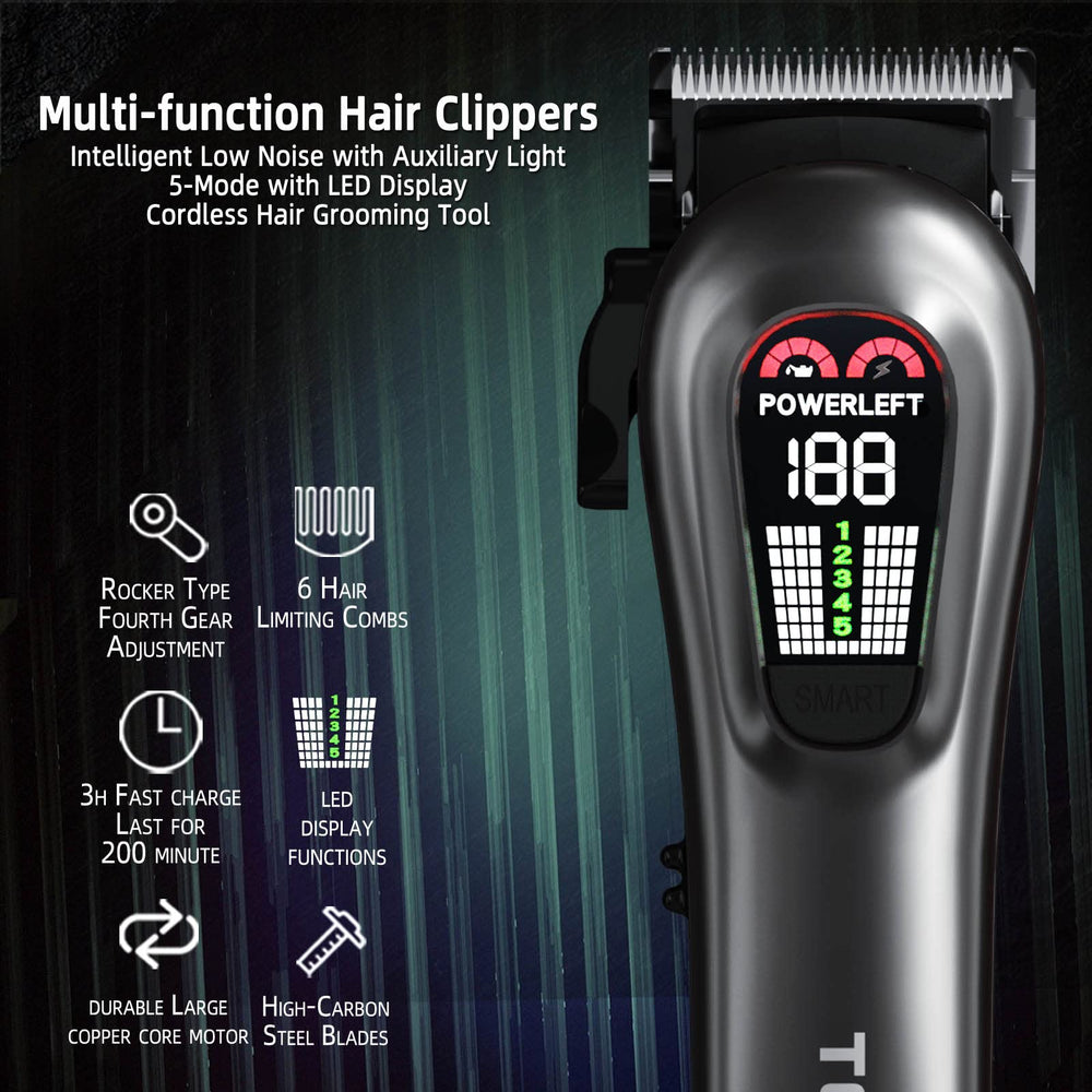 TCMKY hair trimmer LED display shows remaining power and reminders