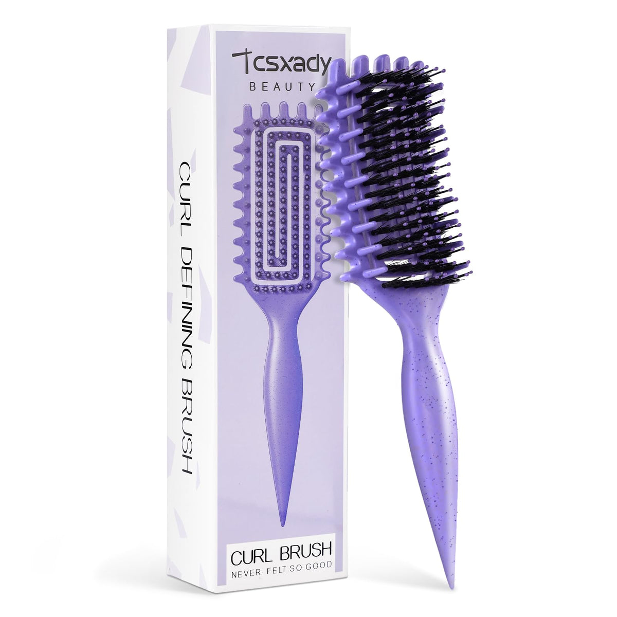 Tcsxady Curly Hair Brush with ergonomic handle for comfortable, precise styling.