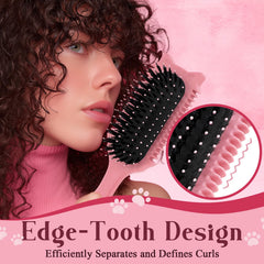 Tcsxady brush with flexible pins for gentle detangling and curl definition.