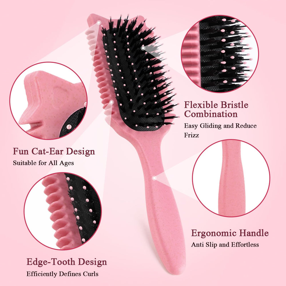 Tcsxady brush helps minimize frizz and define curls.