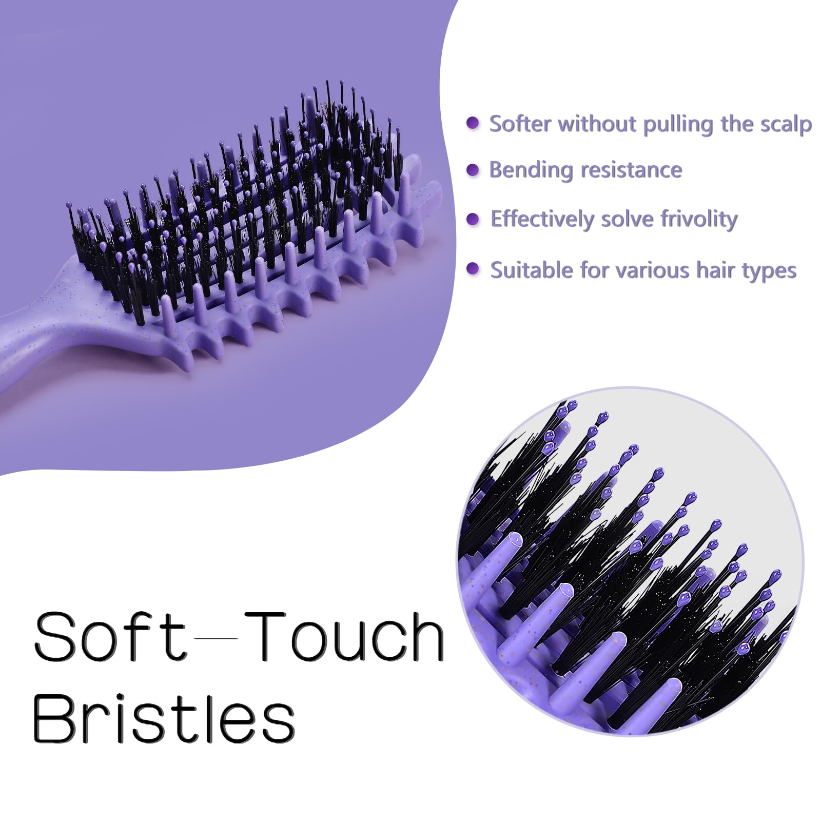Tcsxady Curly Hair Brush glides through curls with even distribution.