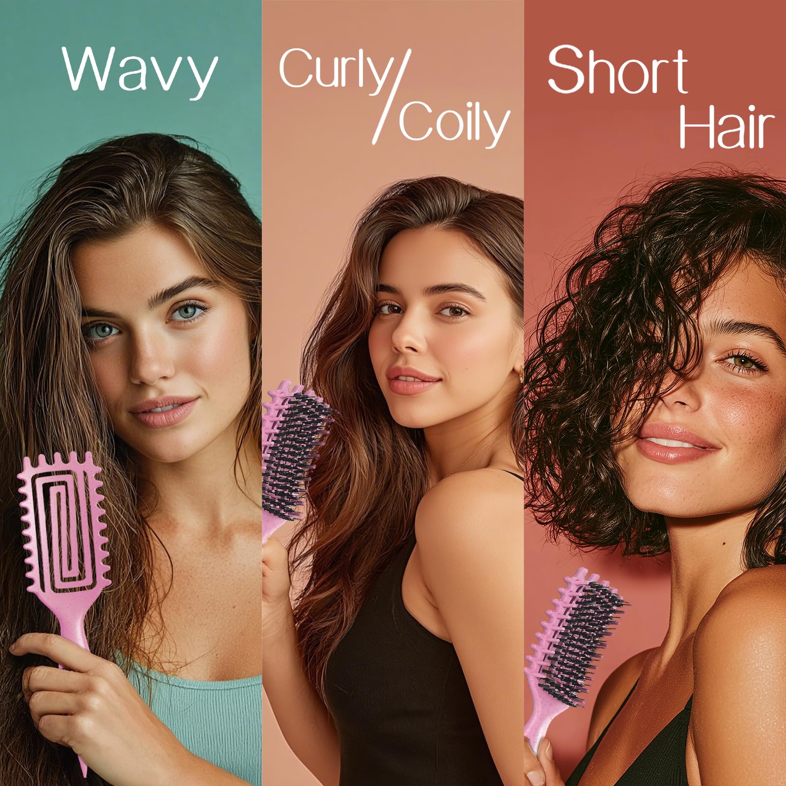 Tcsxady Curly Brush with ergonomic handle enhances grip for precise styling.