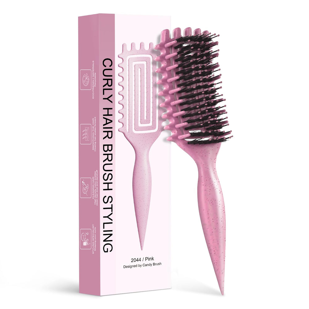 Tcsxady Curly Hair Brush with side teeth aids gentle detangling for defined curls.