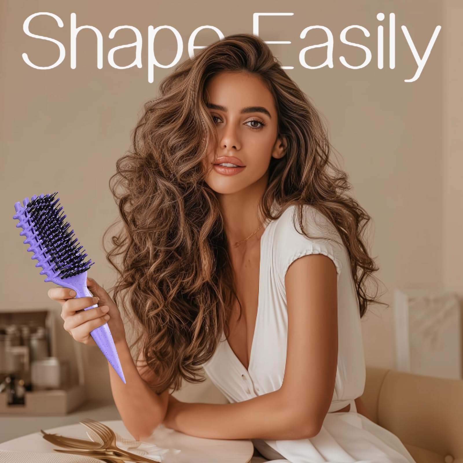 Purple-colored Tcsxady Curly Hair Brush for defined, frizz-free looks.