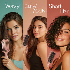 Tcsxady Curly Hair Brush showing side teeth for even curl distribution.