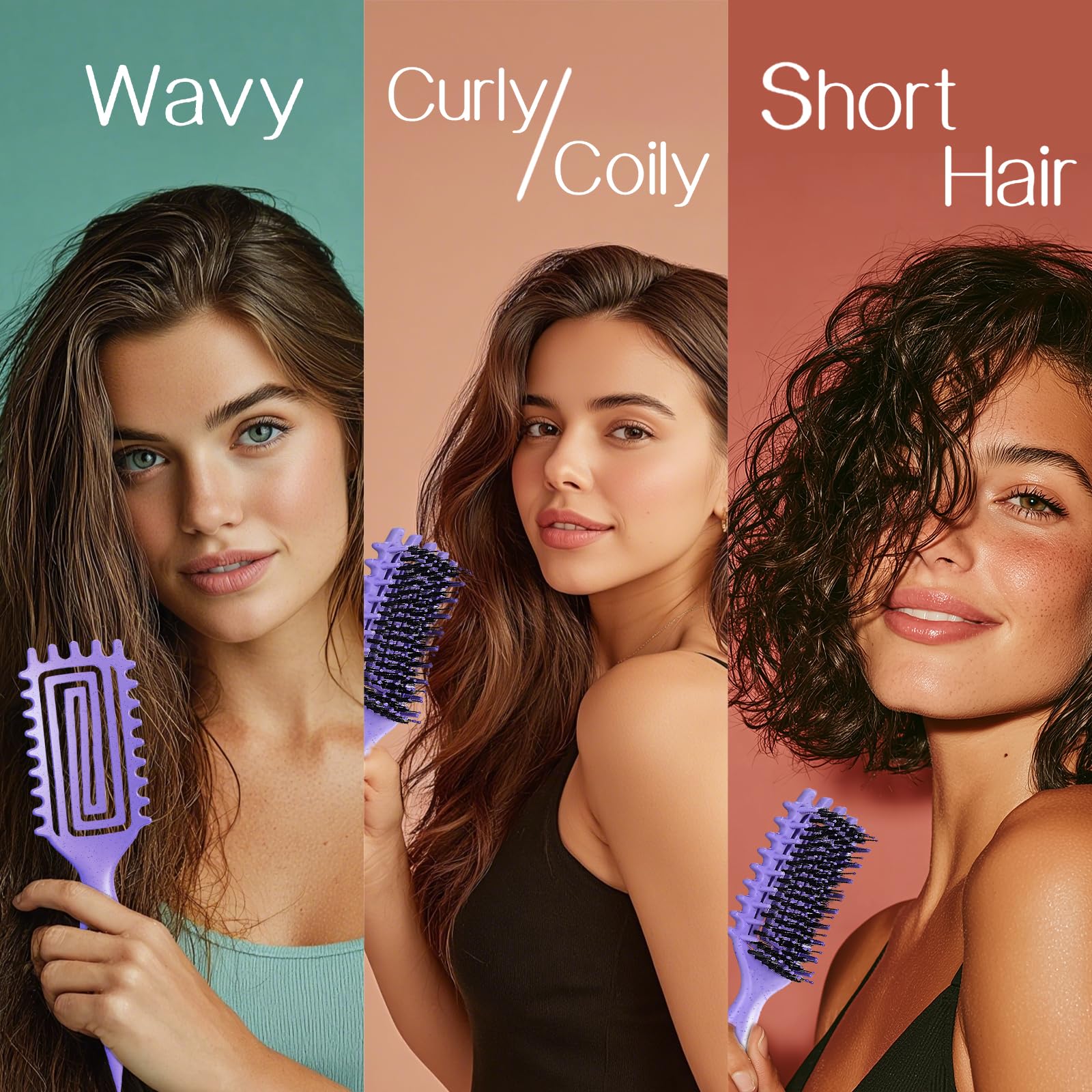 Tcsxady Curly Hair Brush universal compatibility for all hair types.
