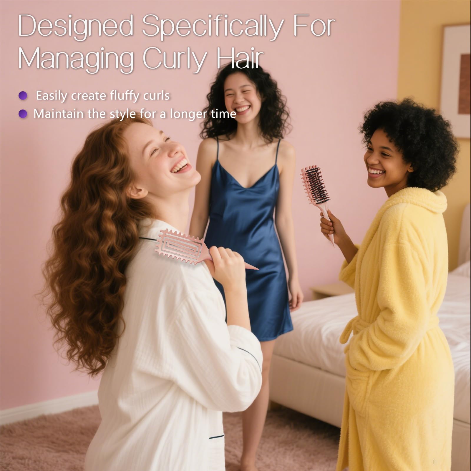 Tcsxady Curly Hair Brush suitable for wet or dry hair across textures.