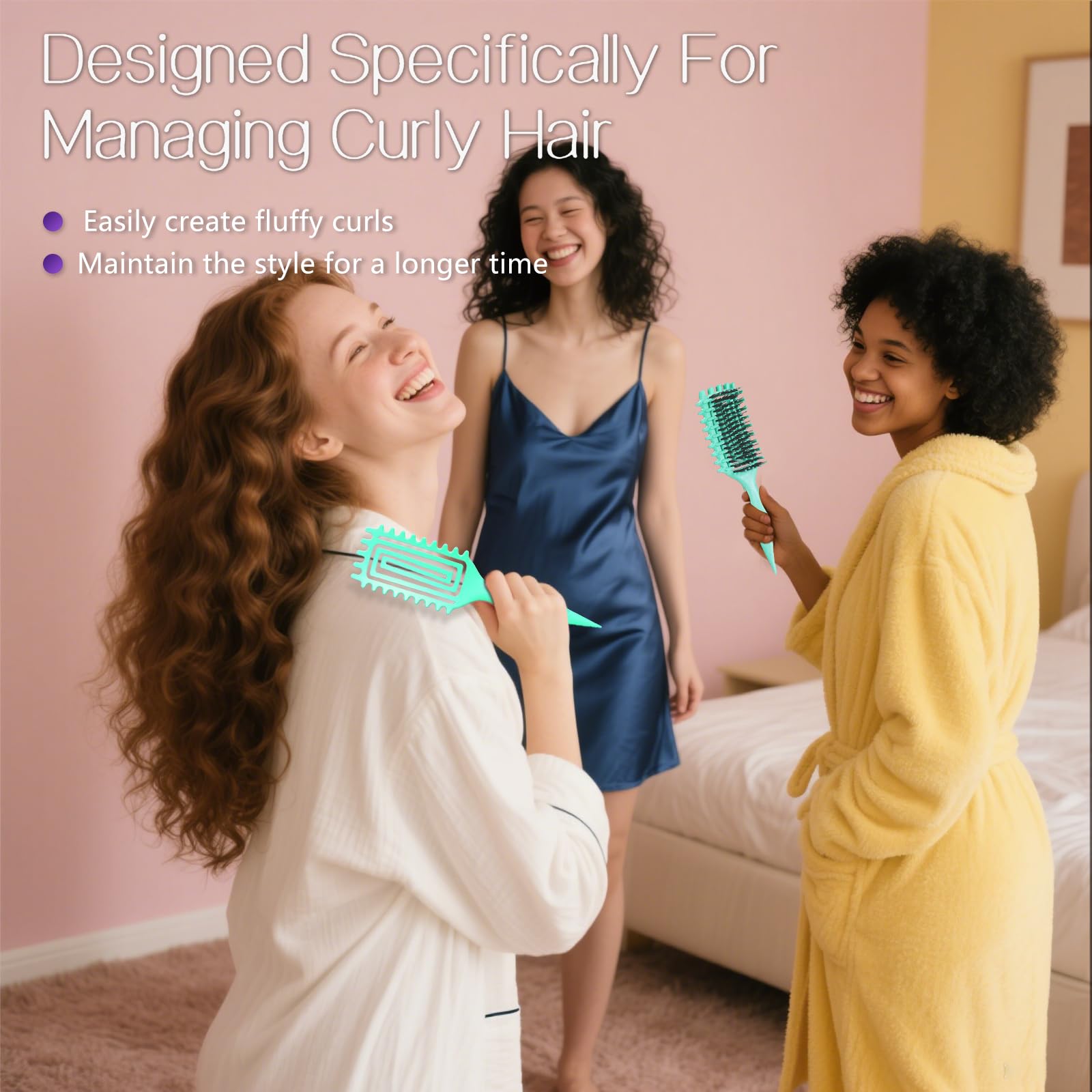 Tcsxady Universal Curl Brush works on all hair types and textures.