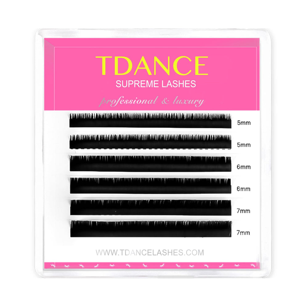 TDANCE bottom lash extensions in mixed thickness for balanced lower lashes.