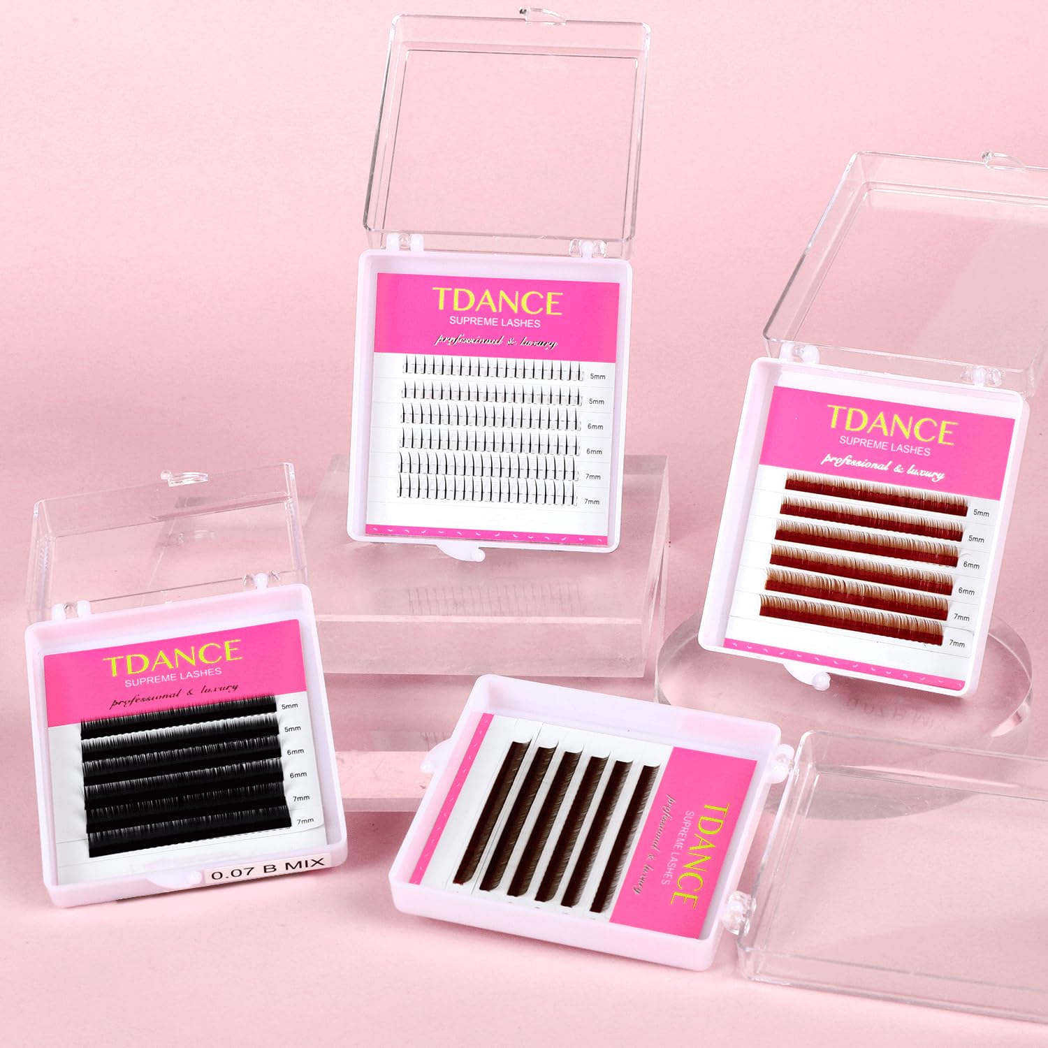 TDANCE mixed 5-7mm bottom lashes B curl for a subtle curl.