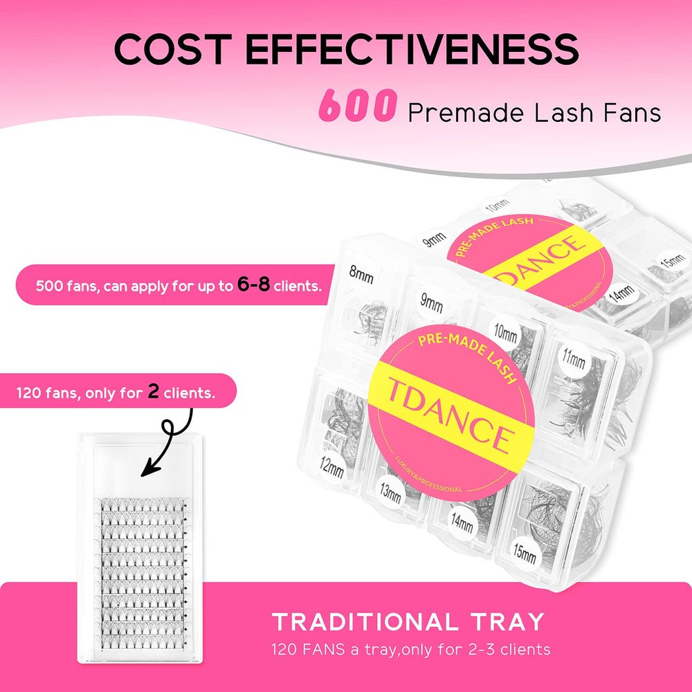 TDANCE C curl premade lash fans for natural lift