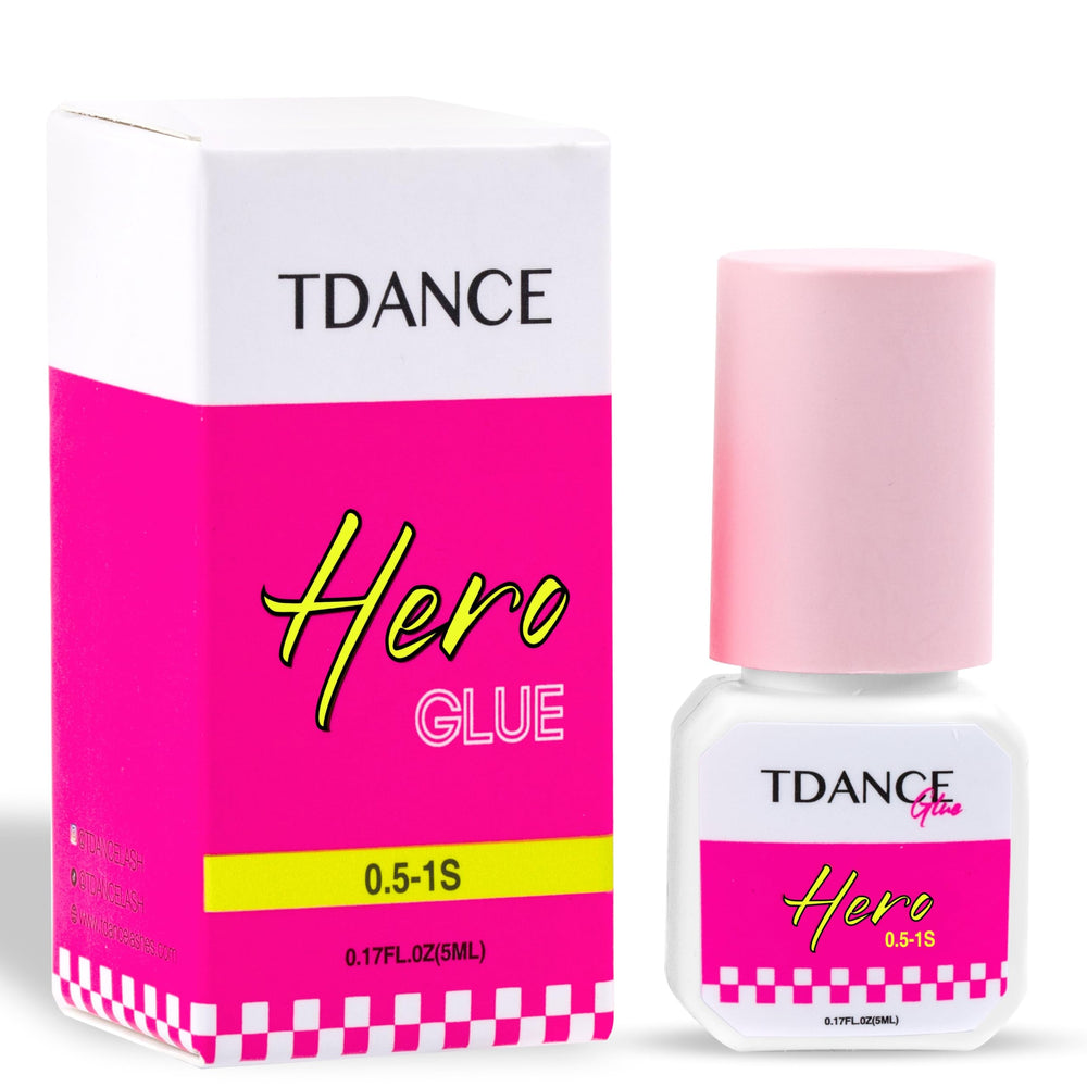 TDANCE eyelash extension glue bottle close-up for professional use and fast dry time