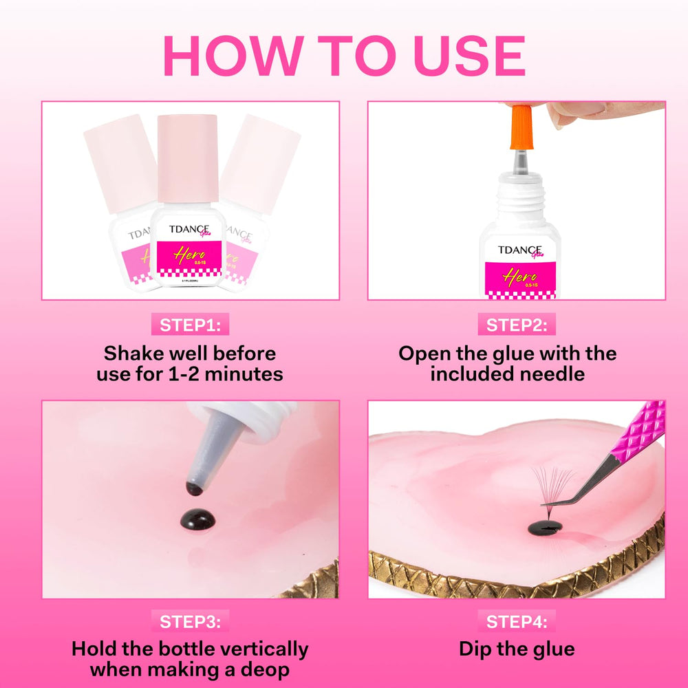 TDANCE eyelash extension glue tube, latex-free and formaldehyde-free for professional kits