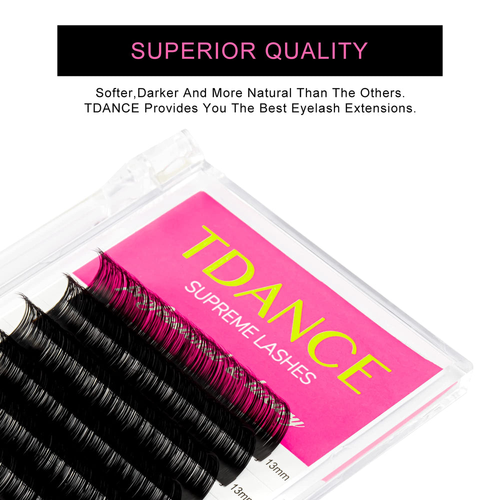 TDANCE 0.05mm thickness lashes in foil-backed tray for clean application